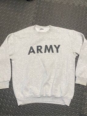 Grey 'ARMY' Crewneck Sweatshirt - Men's Classic Military Style